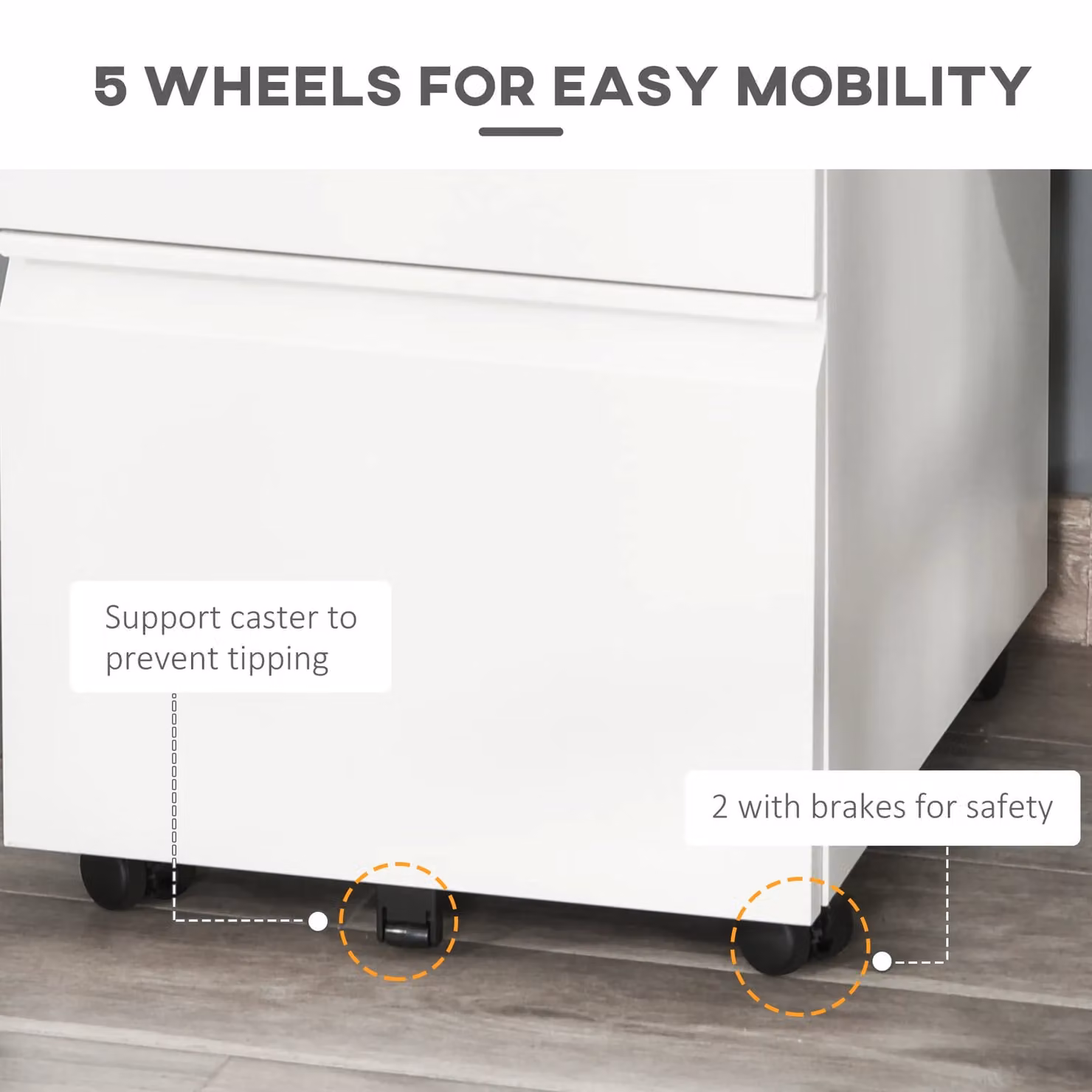 VINSETTO Mobile Vertical Metal File Cabinet with 3 Lockable Drawers in White – 4