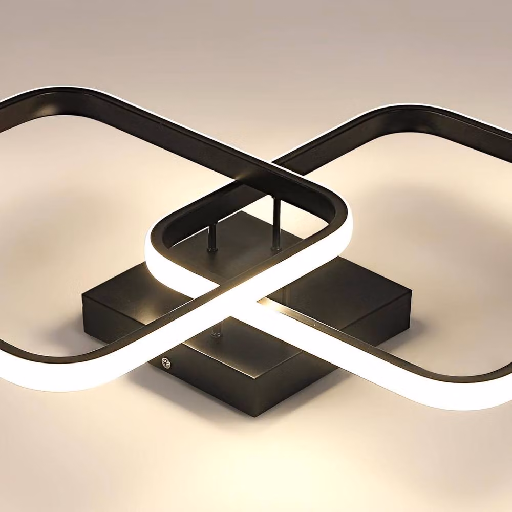 COMELY Square LED Ceiling Light, Black, Dia: 64 cm – 4