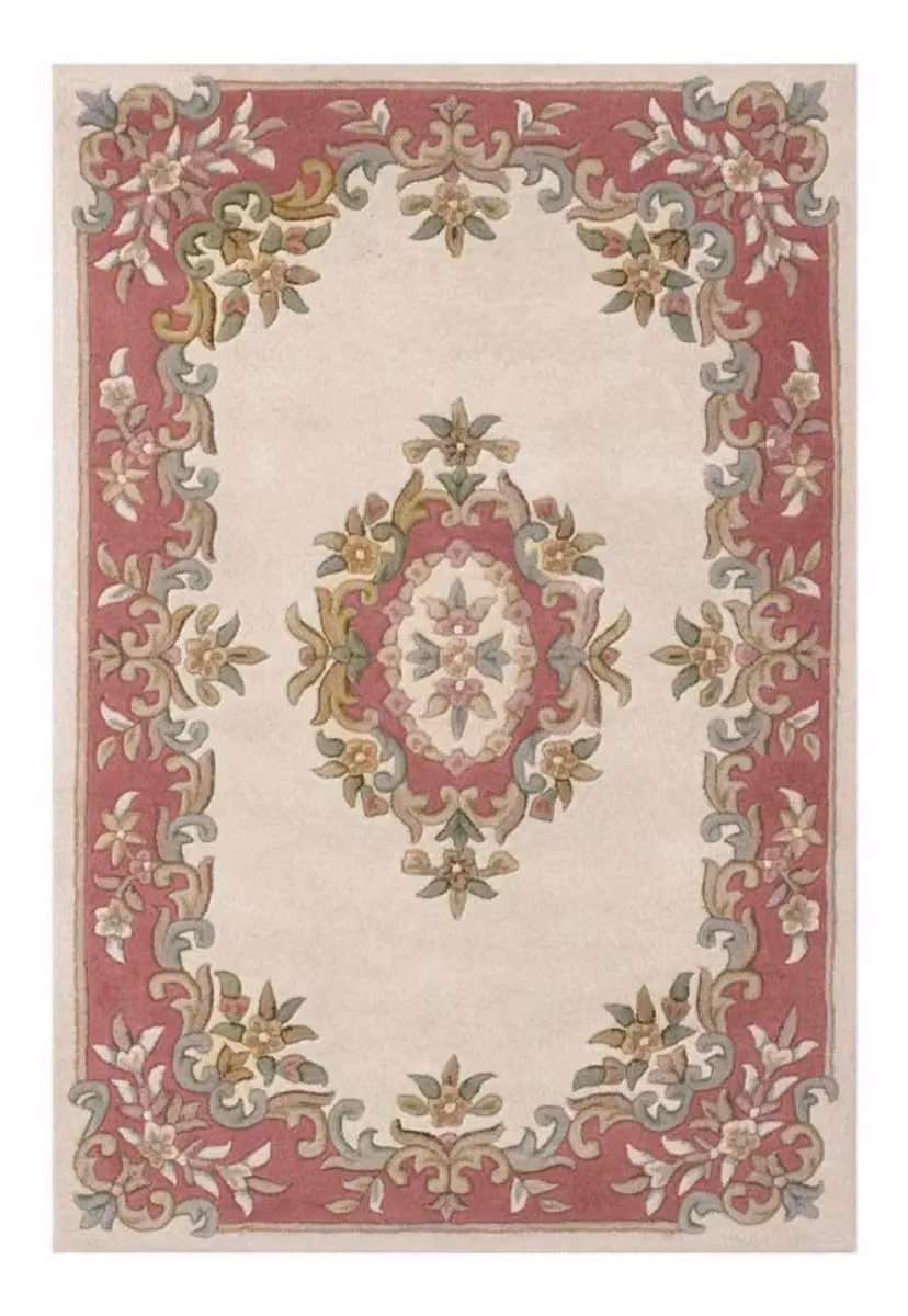 The Rug Shop UK Cream and Pink Handmade Traditional Floral Area Rug, W: 200 cm, D: 280 cm – 3