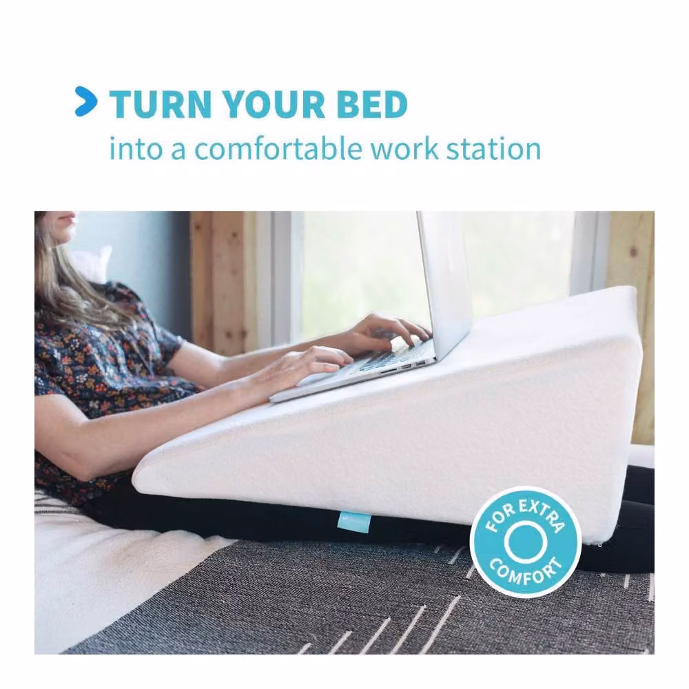 ILFD Group Ltd Single White Gel Memory Foam Bed Wedge Pillow for Back, Neck and Shoulder Support – 3