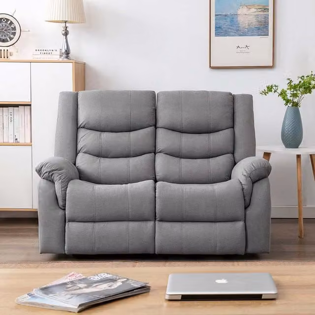 More4Homes Seattle 2 Seater Electric Fabric Recliner Sofa in Grey, W/D/H: 149 x 91.5 x 108 cm – 1