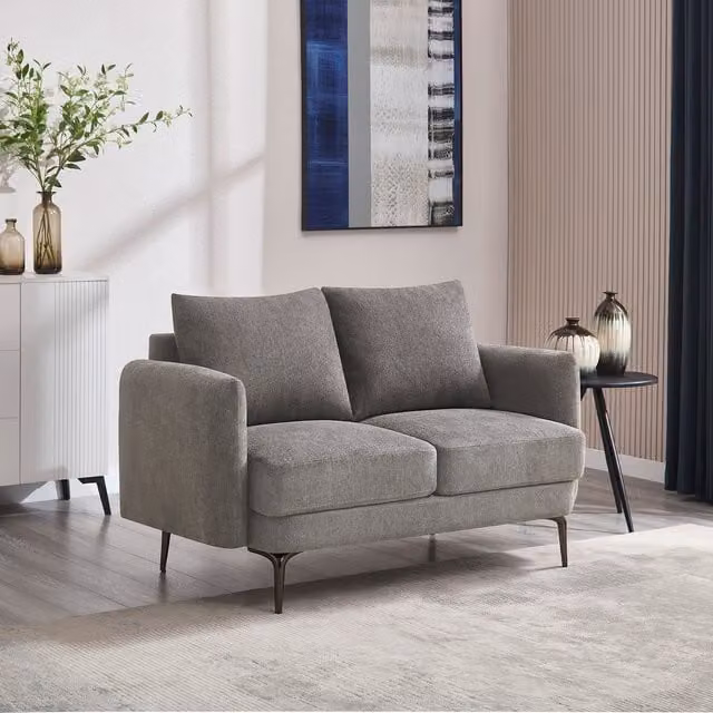 More4Homes Sofia Modern Scandi Style Fabric Sofa in Brown and Grey, W/D/H: 185 x 86 x 77 cm