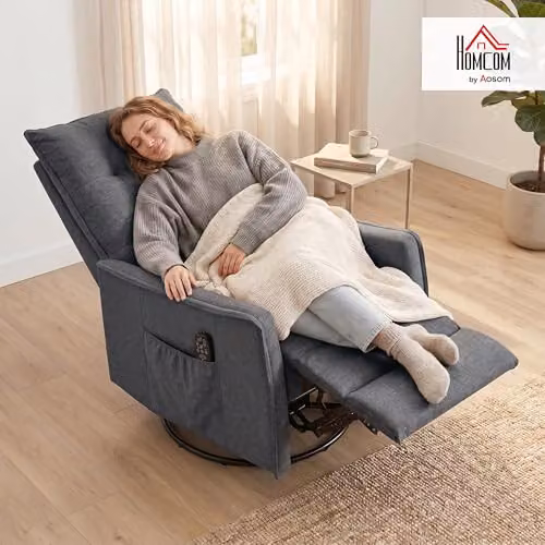 HOMCOM 360 Degree Swivel Recliner Armchair with Massage and Heat in Dark Grey – 2