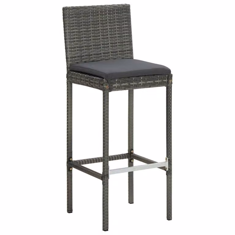 Berkfield Home 9 Piece Grey Poly Rattan Garden Bar Set with Cushions and Oiled Acacia Wood