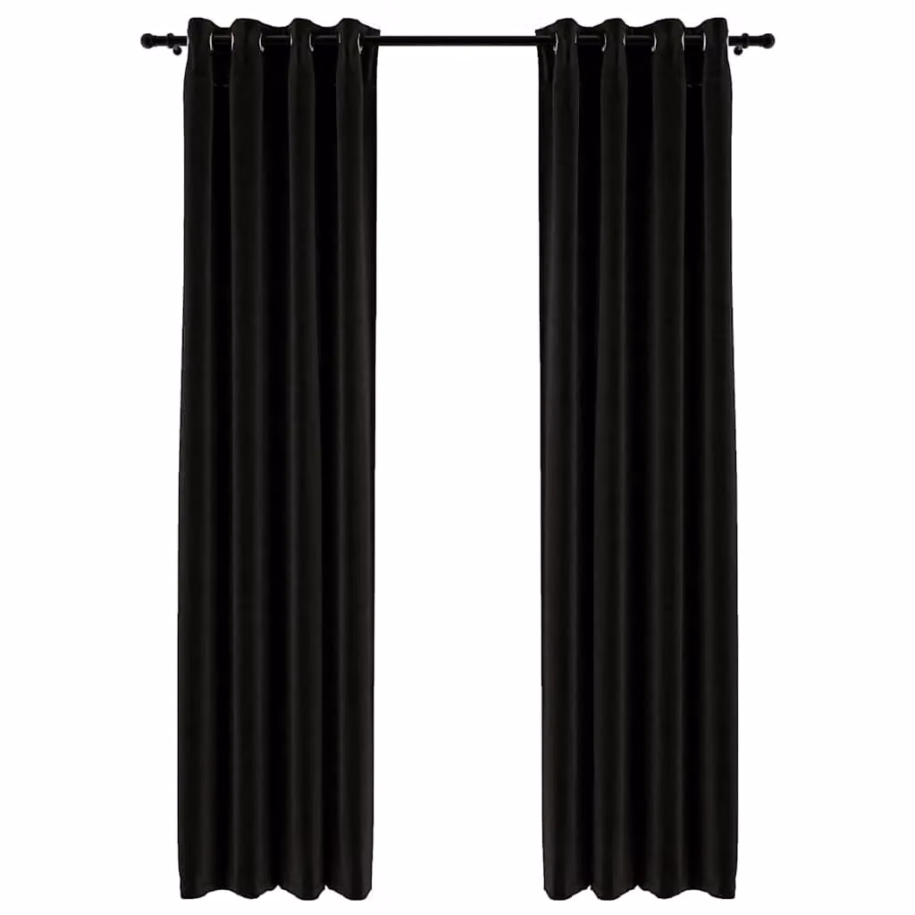 Berkfield Home Linen-Look Blackout Curtains, 2 Pack, Anthracite, W: 140 cm, H: 245 cm – 2