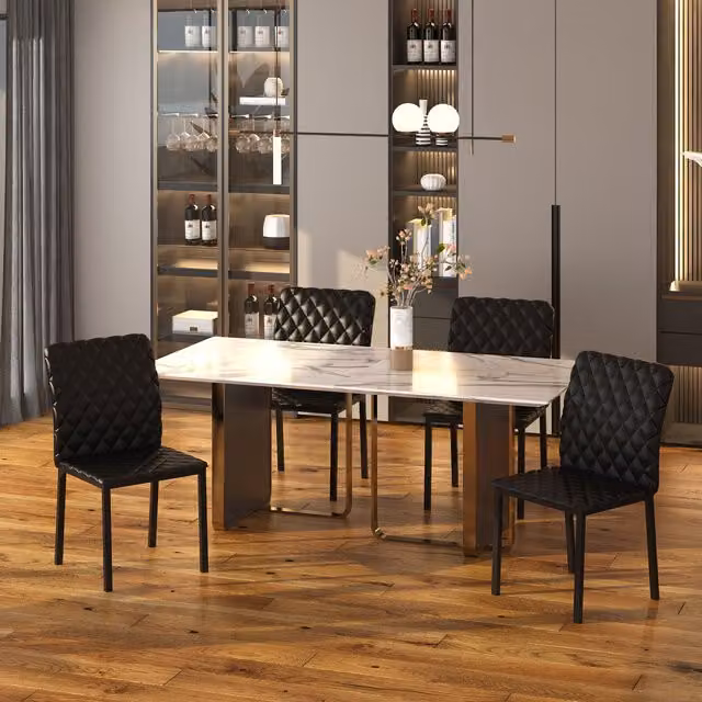 HOMCOM Modern Faux Leather Dining Chairs in Black