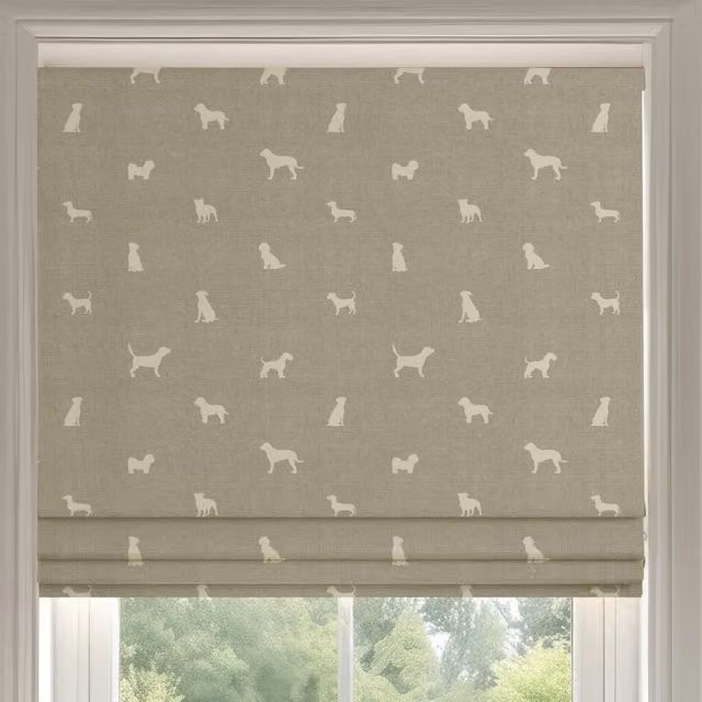 ANTE DECOR Woof Printed Cotton Made To Measure Roman Blind in Beige Cream