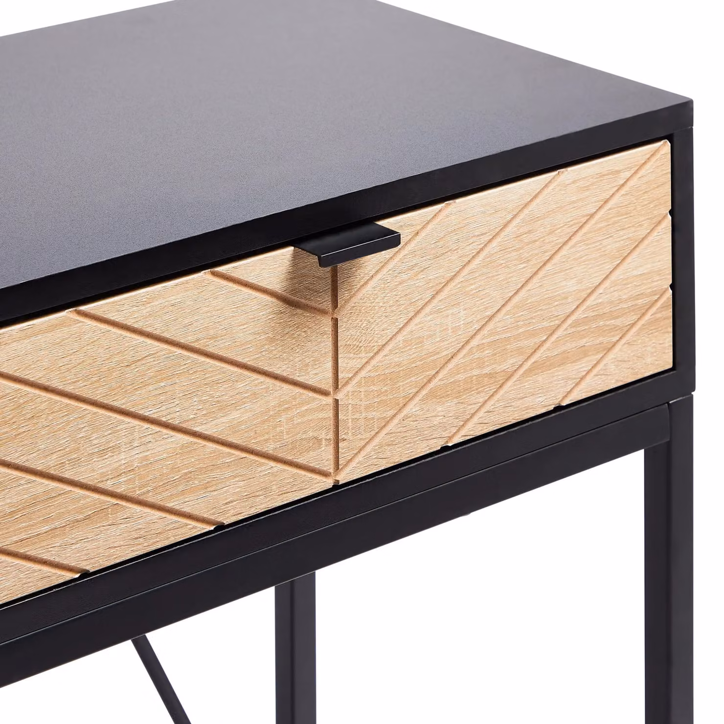 VonHaus Dalton 2 Drawer Chevron Design Hallway Console Table, Black, W: 100 cm, D: 35 cm, H: 76.5 cm – 5