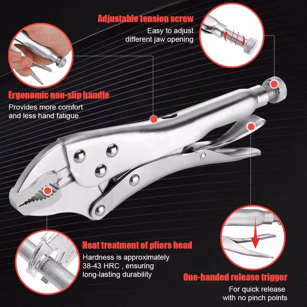 FLAVORA 5-Piece Heavy Duty Locking Plier Mole Grip Tool Set in Silver – 4