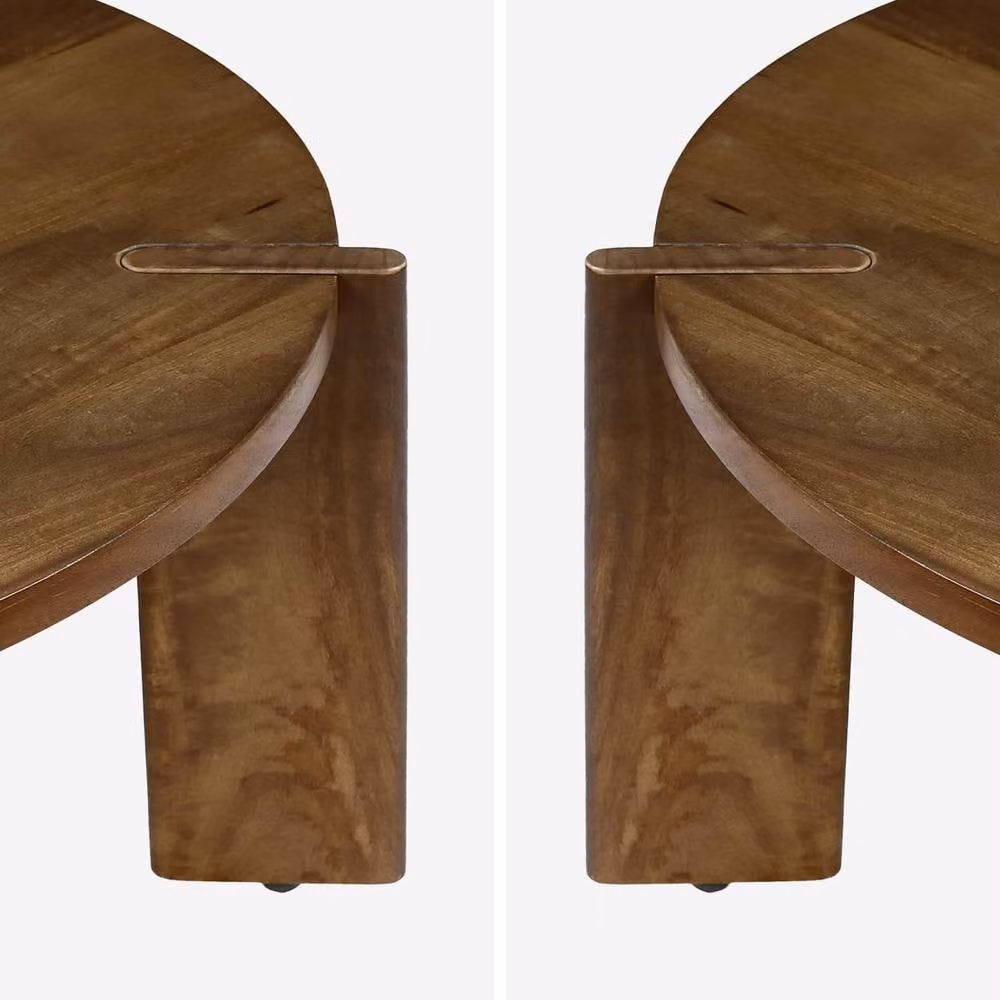 sweeek Exotic Round Solid Wood Coffee Table in Dark Brown – 4