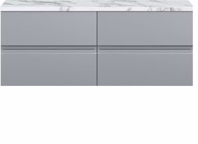 Balterley Mavesyn 4 Drawer Wall Hung Vanity Unit, Satin Grey, Width: 120 cm