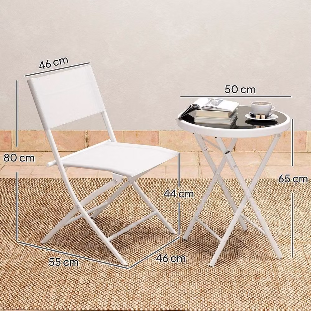 SPETLEK 3 Piece White Metal Outdoor Bistro Set for Garden and Terrace – 2