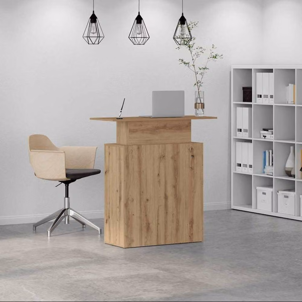 Berkfield Home Artisan Oak Reception Desk in Brown, W/D/H: 100 x 40 x 104 cm – 2