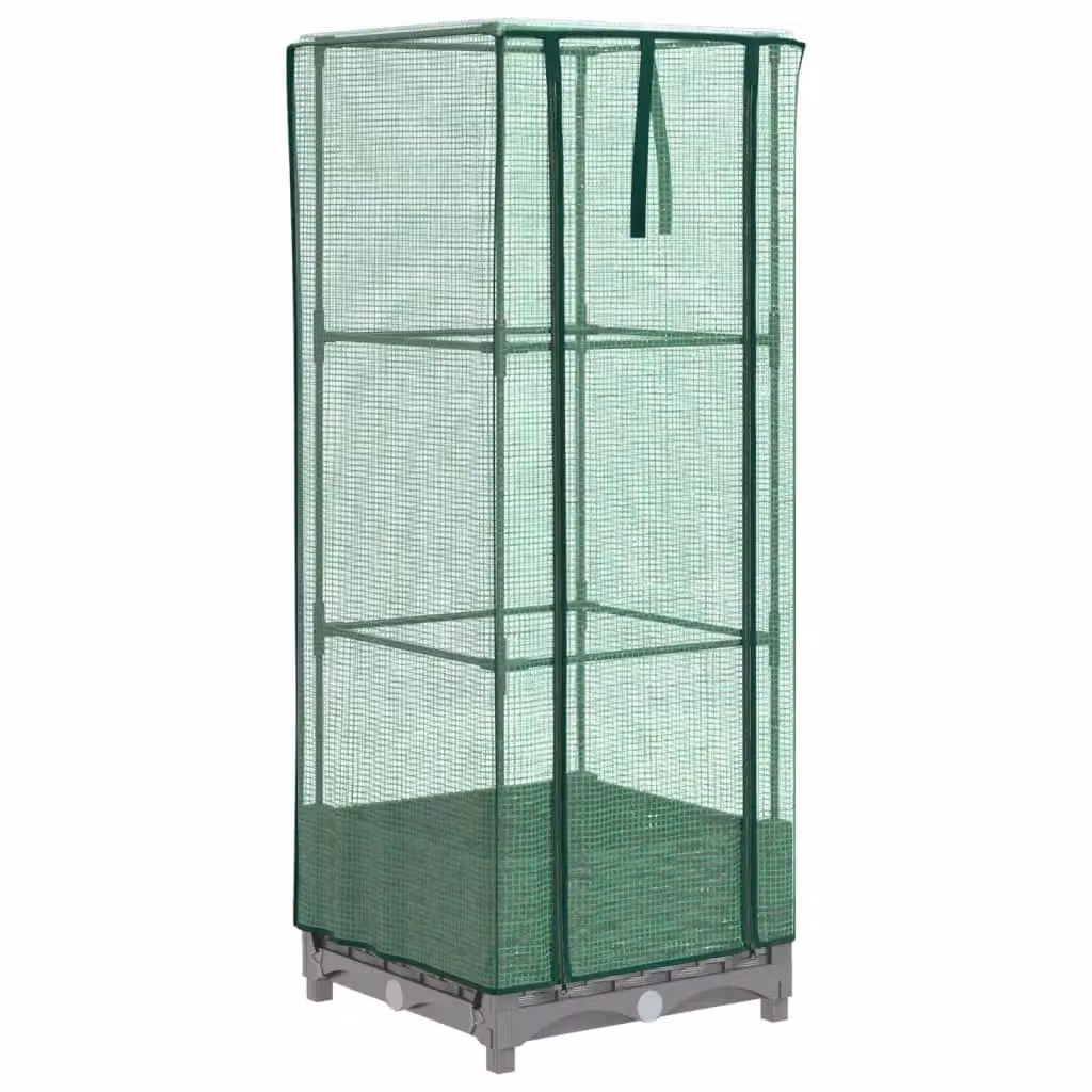 Berkfield Home Raised Bed with Greenhouse Cover in Black Rattan Look, W/D/H: 40 x 40 x 123 cm – 2