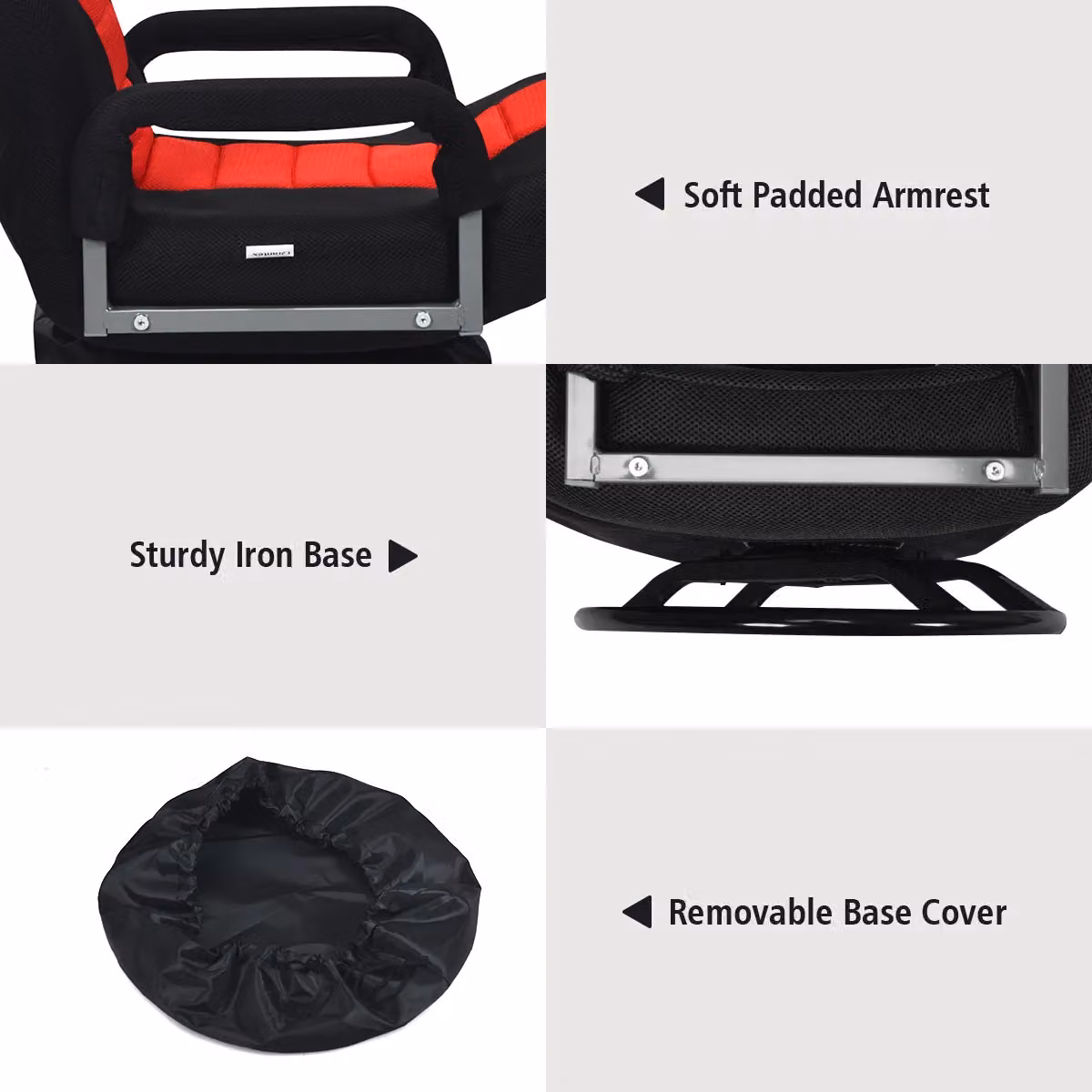 Costway Red Folding Floor Gaming Chair with 6-Position Adjustable Backrest – 10