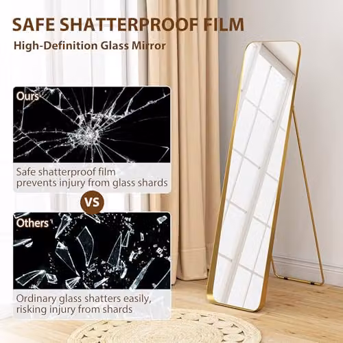 HOMCOM Full Length Freestanding Mirror in Gold Tone, W: 40 cm, H: 160 cm – 4