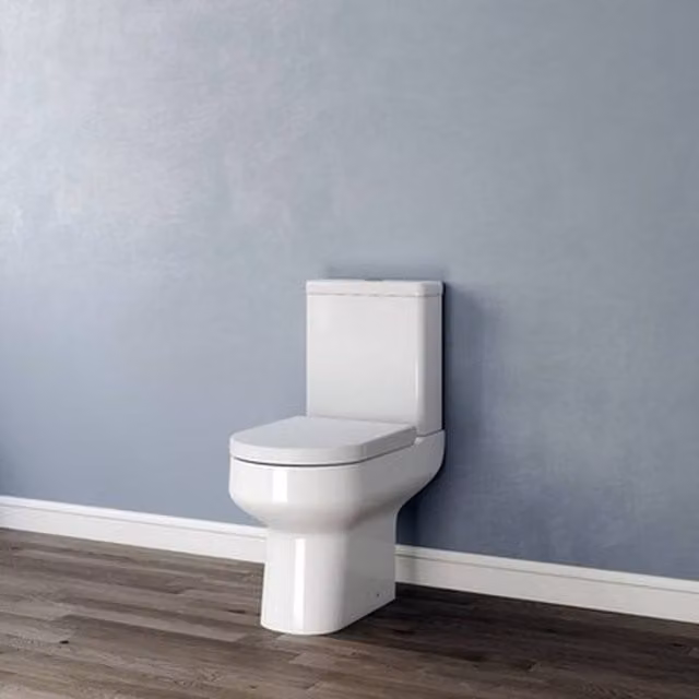 FLAVORA Modern Rimless Close Coupled Ceramic Toilet in White