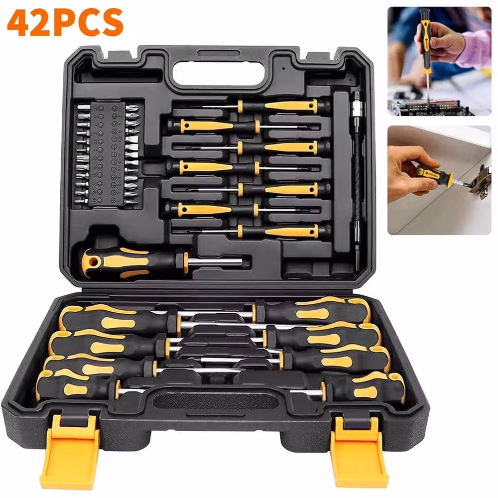 Nordara 42 Piece Magnetic Screwdriver Set with Cross and Flat Head Tools in Multicolour Steel Case, Width: 52 cm – 5