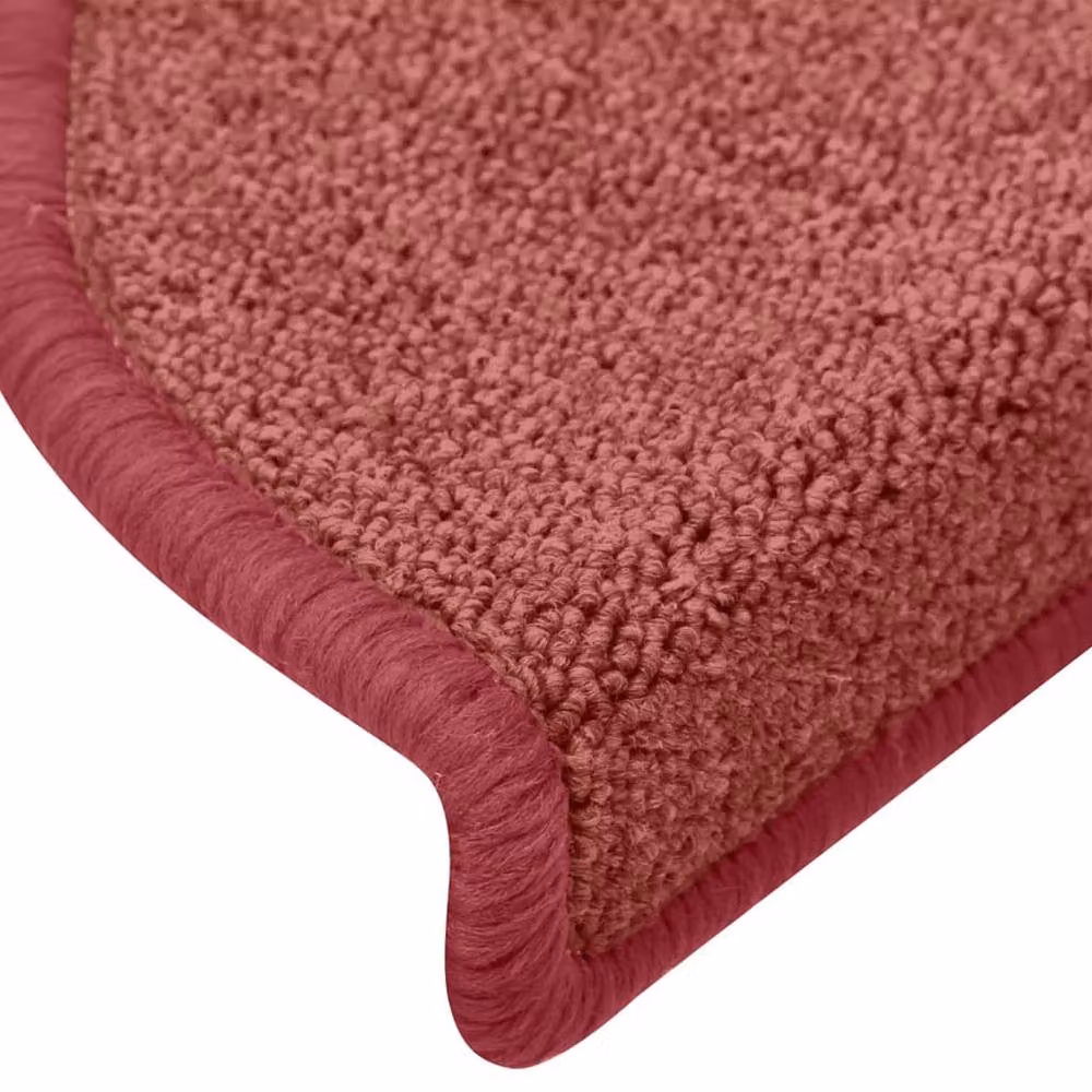 Berkfield Home Self-Adhesive Carpet Stair Treads, 15 Pieces, Red, W: 65 cm, D: 24 cm, H: 4 cm – 4
