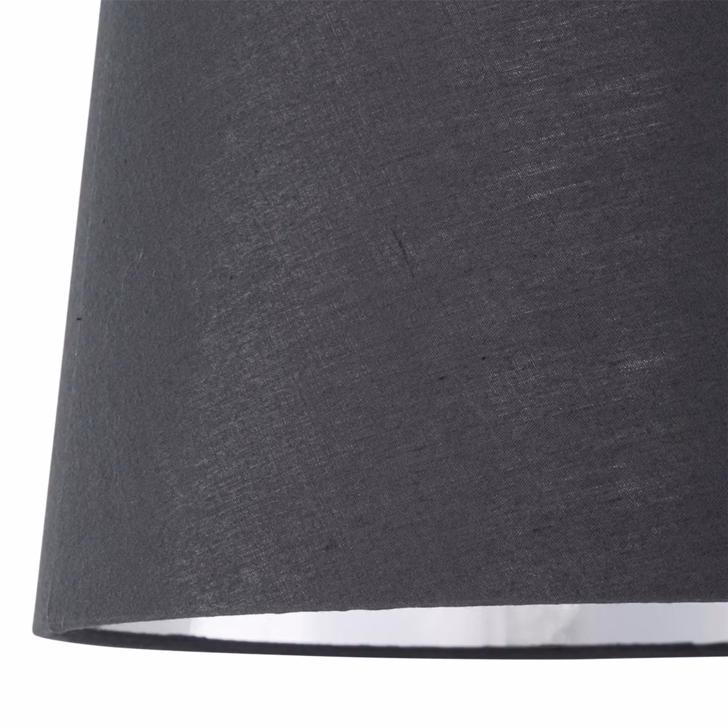 First Choice Lighting Bobbin Table Lamp with Grey and Silver Fabric Shade in White – 3