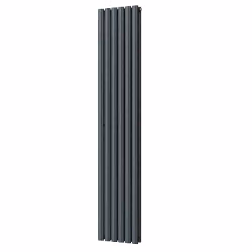 UK Radiators Omeara Anthracite Elliptical Tube Vertical Designer Radiator, H: 180 cm, W: 34.8 cm