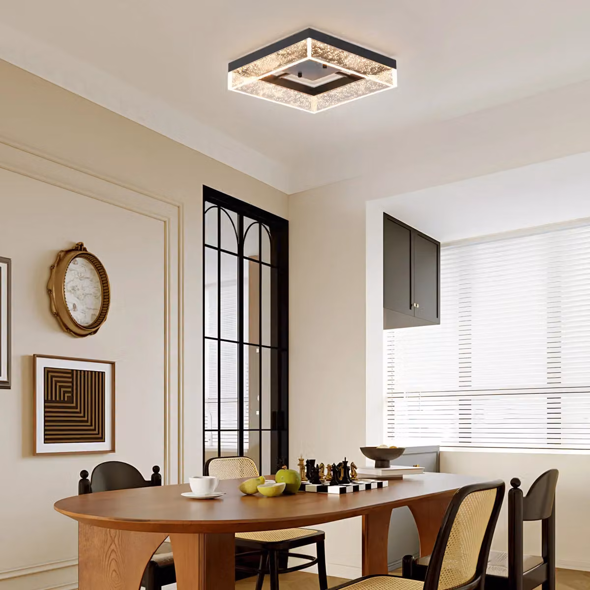 Garwarm Square LED Flush Mount Ceiling Light in Black, Warm White, Dimmable, W: 30 cm – 4