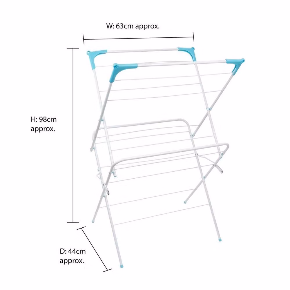 EONLION 2 Tier Foldable Clothes Drying Airer in White with Hooks – 2