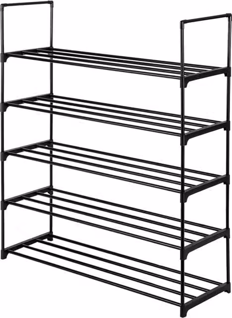 B Living 5 Tier Metal Shoe Rack in Matt Black