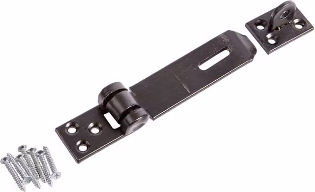 Blackspur Heavy-Duty Carbon Steel Safety Hasp and Staple in Black