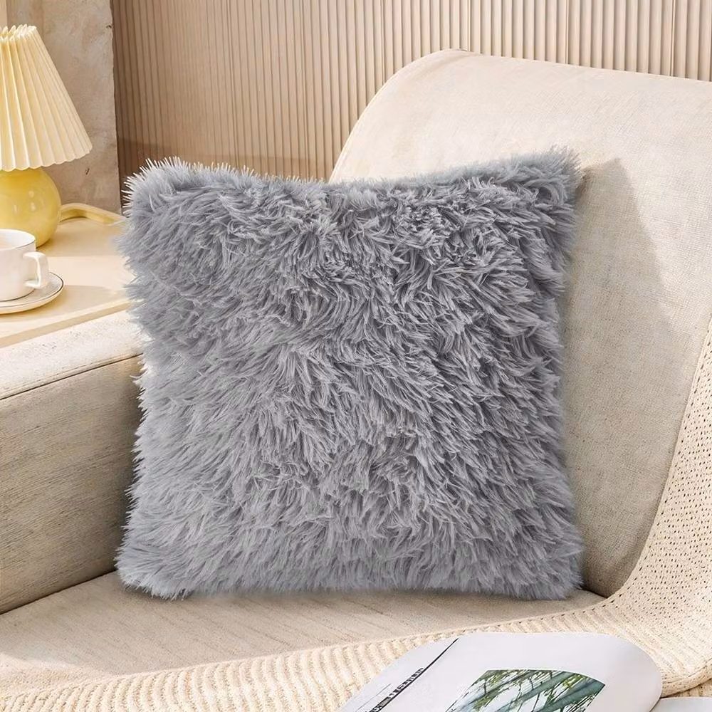 Kelvenix 2 Pack Grey Faux Fur Fluffy Cushion Covers – 2