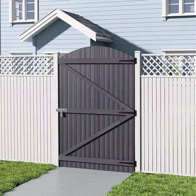 Lifeideas Grey Wooden Arch Garden Gate, H: 150 cm, W: 105 cm