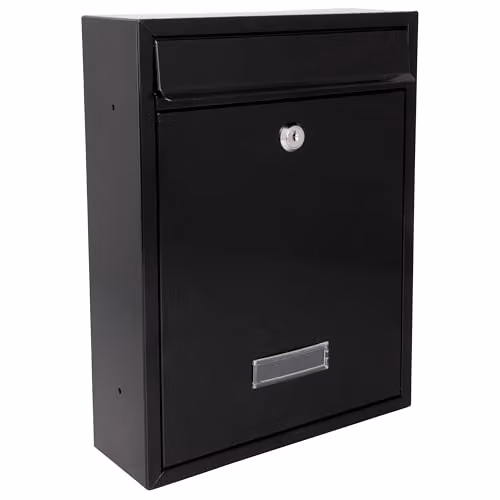 Burg-Wächter MB19BK Trent Wall Mounted Galvanised Steel Lockable Weatherproof Post Box, Black W: 26 cm, H: 34 cm, D: 9 cm