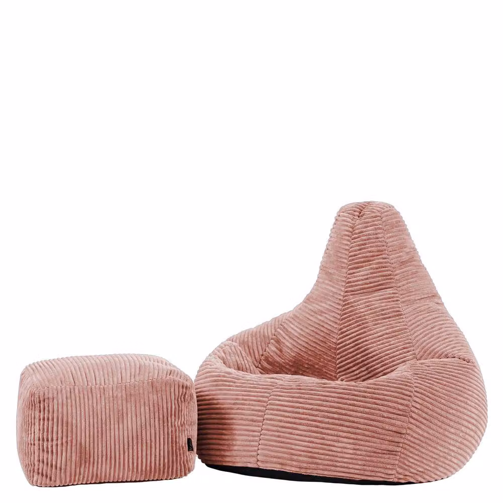 icon Dalton Kids Cord Bean Bag and Footstool Bundle in Pink – 2