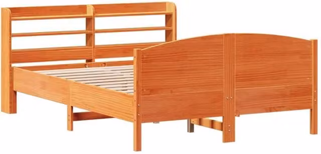 Berkfield Home Solid Pine Decorative Bed Frame in Wax Brown, W/D/H: 160 x 200 cm – 1