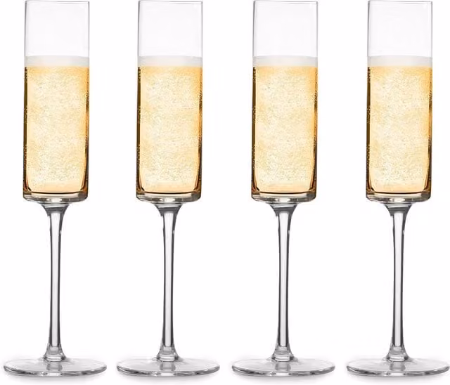 Maison & White Set of 4 Lead-Free Crystal Champagne Flutes in Transparent White