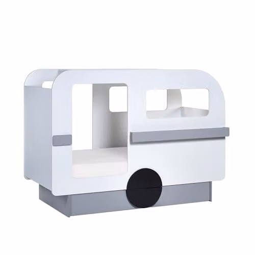 Julian Bowen Tourer Caravan Bed Frame in White, Grey and Black Lacquered Solid Wood, W/D/H: 90 x 190 x 95 cm – 2