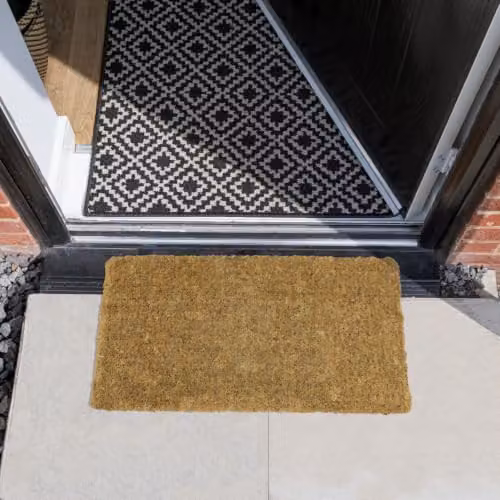 JVL Plain Natural 100% Coir Rectangular Entrance Door Mat, Brown, W: 40 cm, D: 68 cm – 2