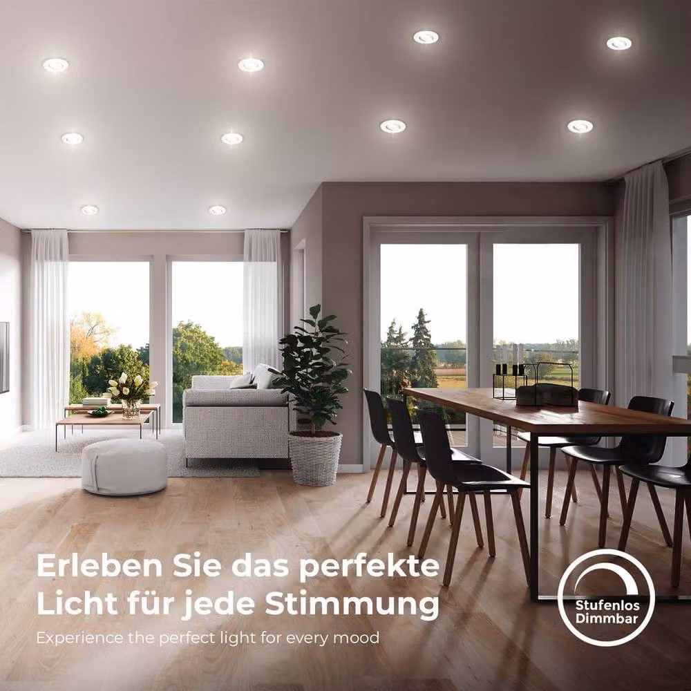 B.K.Licht Set of 5 White LED Recessed Bathroom Spotlights, IP65, Dimmable and Adjustable, D/H: 9 x 4.2 cm – 3