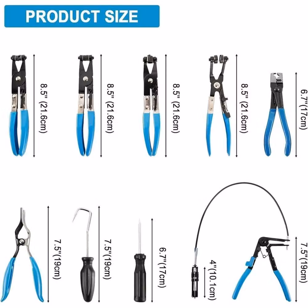 Nordara 10-Piece Blue Steel Hose Clamp Clip and Wire Locking Pliers Set – 2