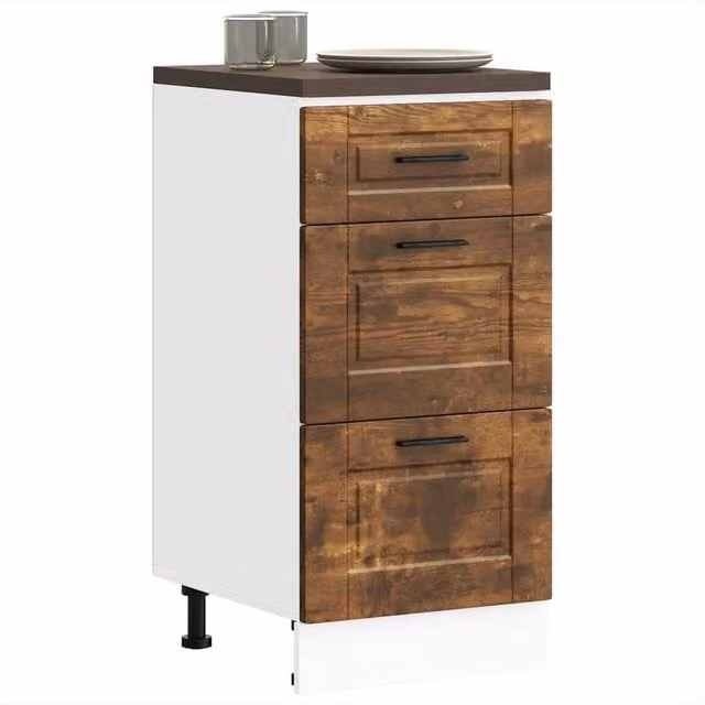 Berkfield Home Porto Smoked Oak Kitchen Base Cabinet in Brown