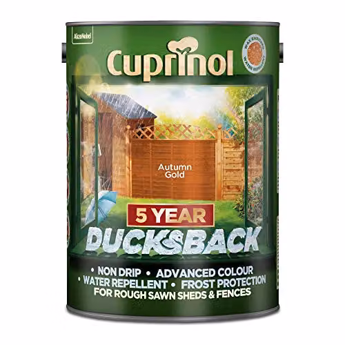 Cuprinol Ducksback Shed and Fence Paint, Autumn Gold, 5L – 2