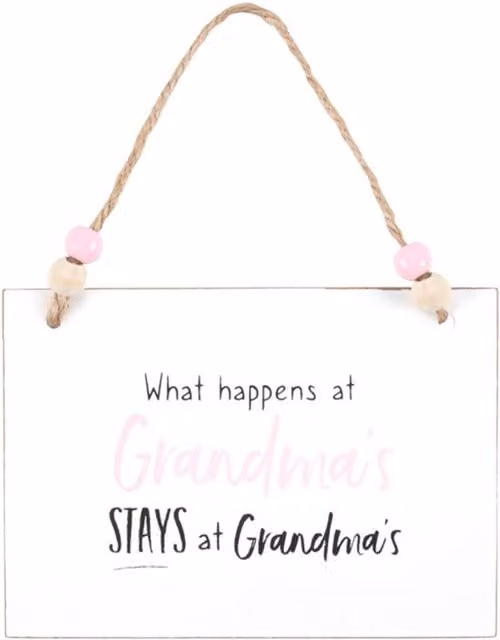 KDMK Grandma's Hangout Wooden Hanging Sign, White