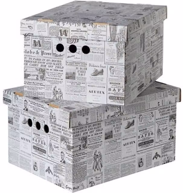 NESTLUNE 2-Piece Grey Cardboard Decorative Storage Boxes with Lids for Home or Office