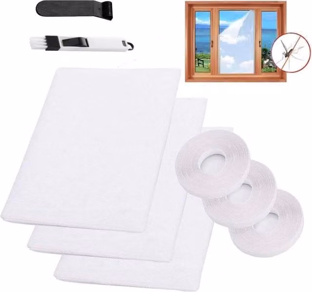 Kelvenix Window Fly Screen and Insect Net, 3 Pack, White, Width: 100 cm