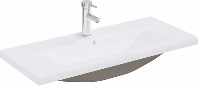 Berkfield Home White Ceramic Built-in Rectangular Basin with Overflow, W: 91 cm, D: 39 cm, H: 18 cm