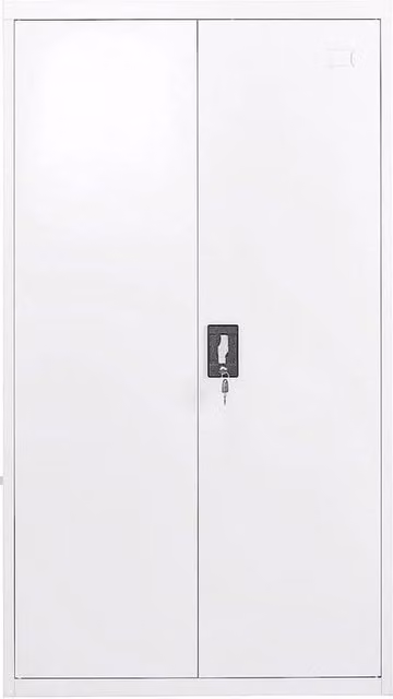 PAWNORA Grey Metal Storage Cabinet with Hinged Doors and Adjustable Shelves – 1