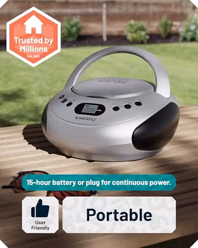 Oakcastle Silver Portable Bluetooth CD Boombox with FM Radio – 4