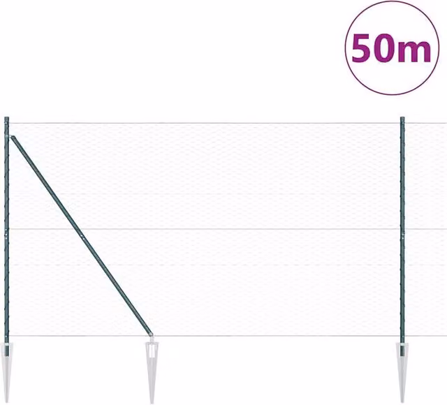 Berkfield Home Green Powder-Coated Steel Hexagon Fence, H: 150 cm x L: 50 m – 1