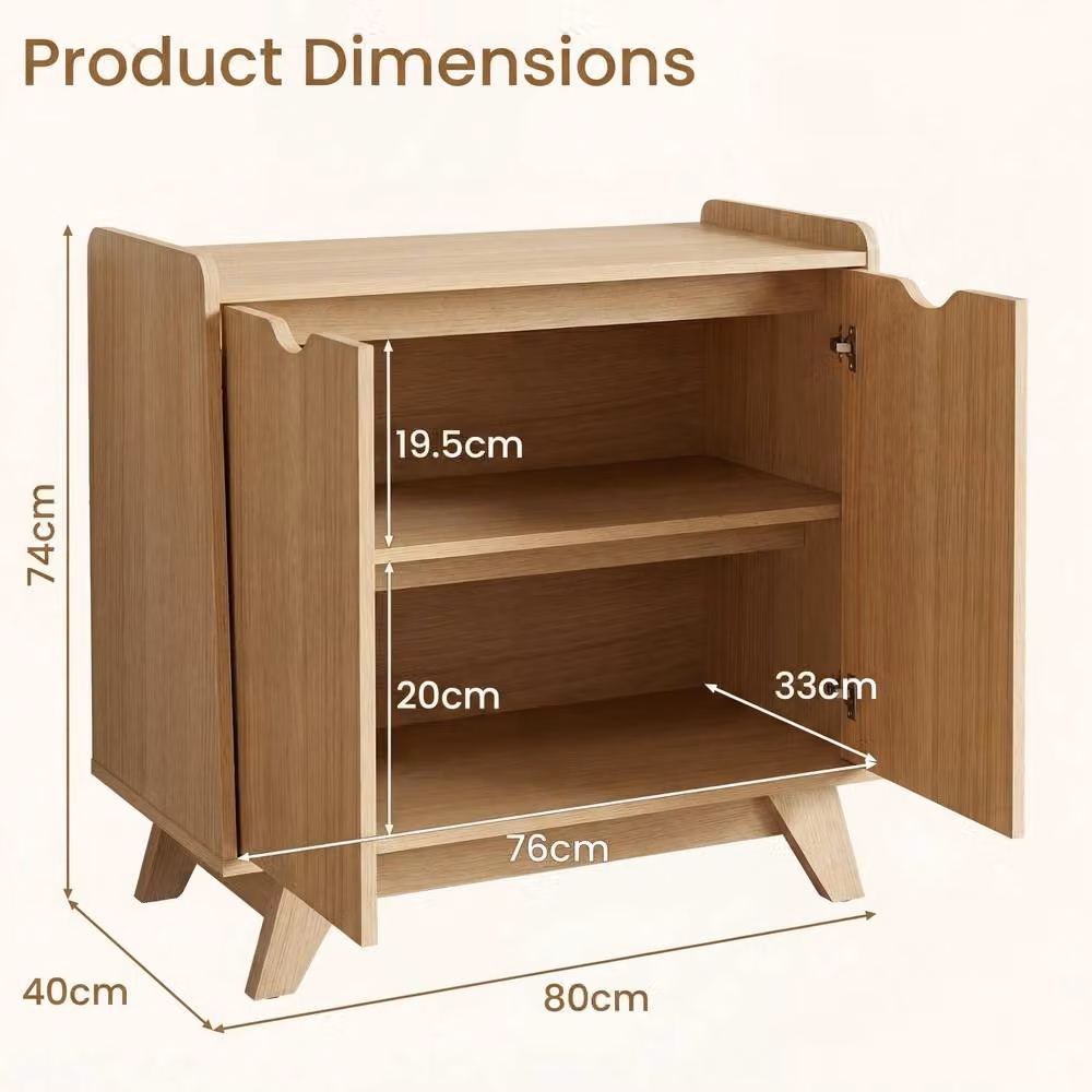 Gymax Modern 2-Door Wood Buffet Sideboard Storage Cabinet in Natural Brown – 2