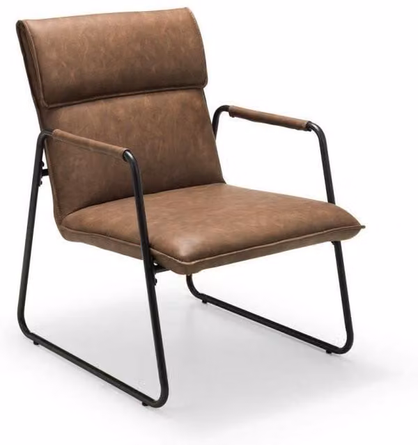 Ashfield Brown Faux Leather Armchair with Black Metal Frame